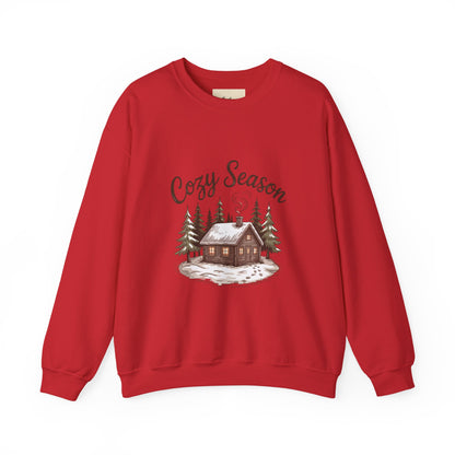 Crewneck Sweatshirt Cozy Season Cabin Snow Hand-Drawn Mocha Tones