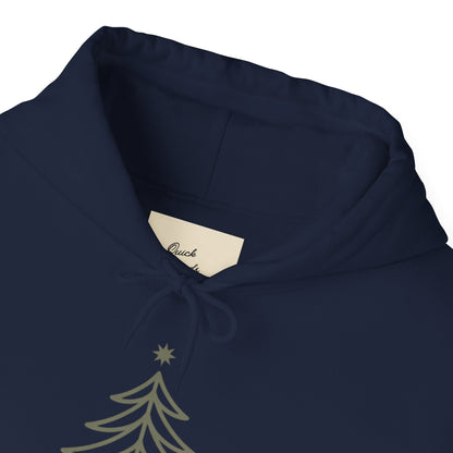 Hooded Sweatshirt Minimalist Evergreen Tree Silent Night Design