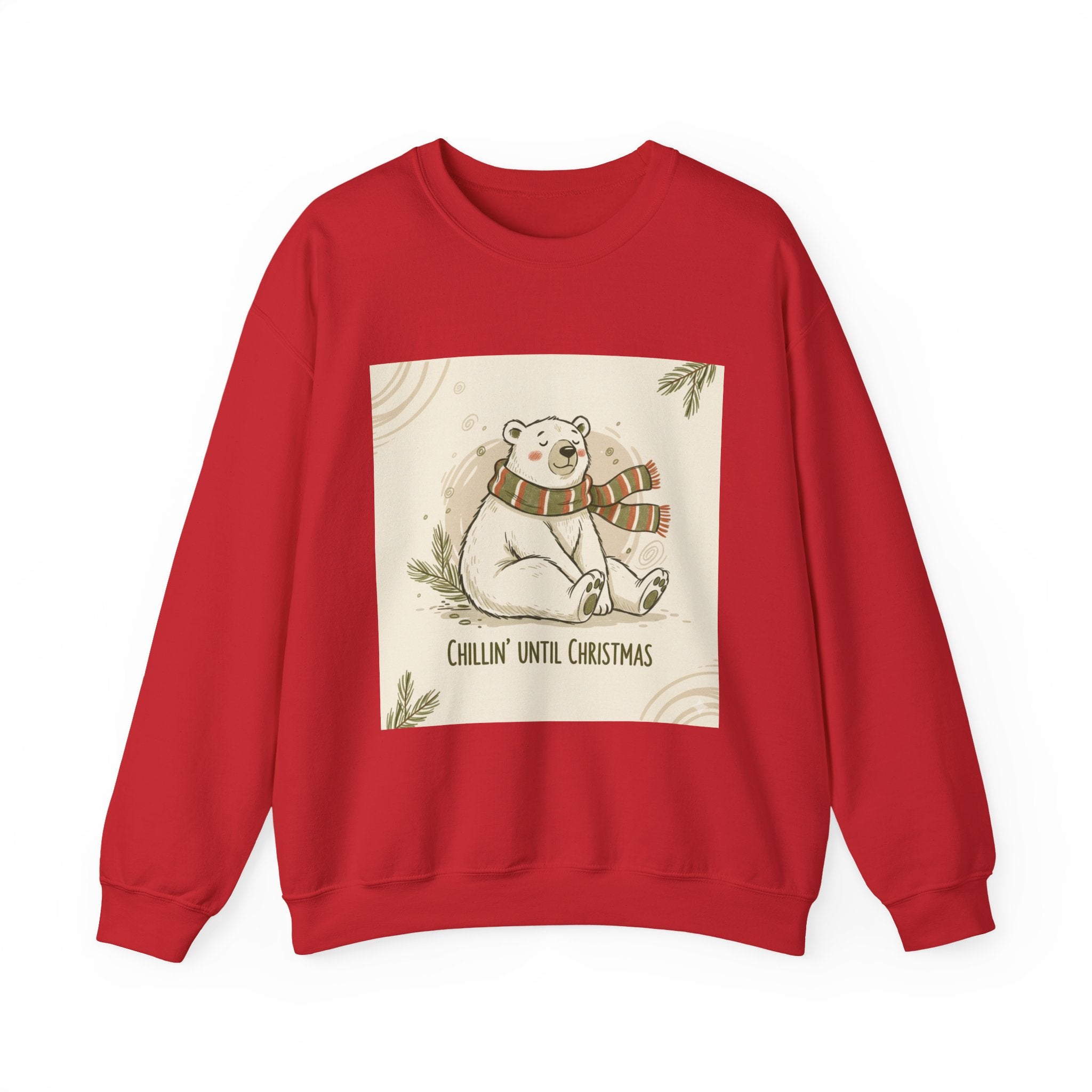 Crewneck Sweatshirt - Chillin' until Christmas - Polar Bear Scarf Design