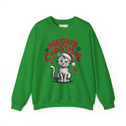 Christmas Sweatshirt - Sassy Cat Meowy Christmas