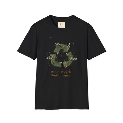 Recycled Symbol Eco-Friendly Unisex T-Shirt - Reuse Recycle Re-Christmas