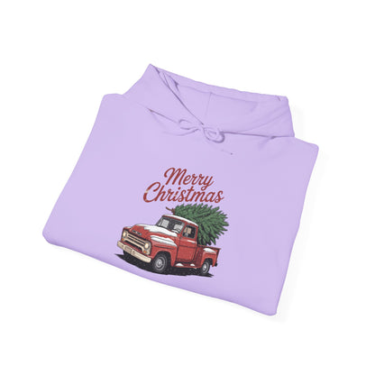 Vintage Christmas Hoodie - Merry Christmas Truck Design
