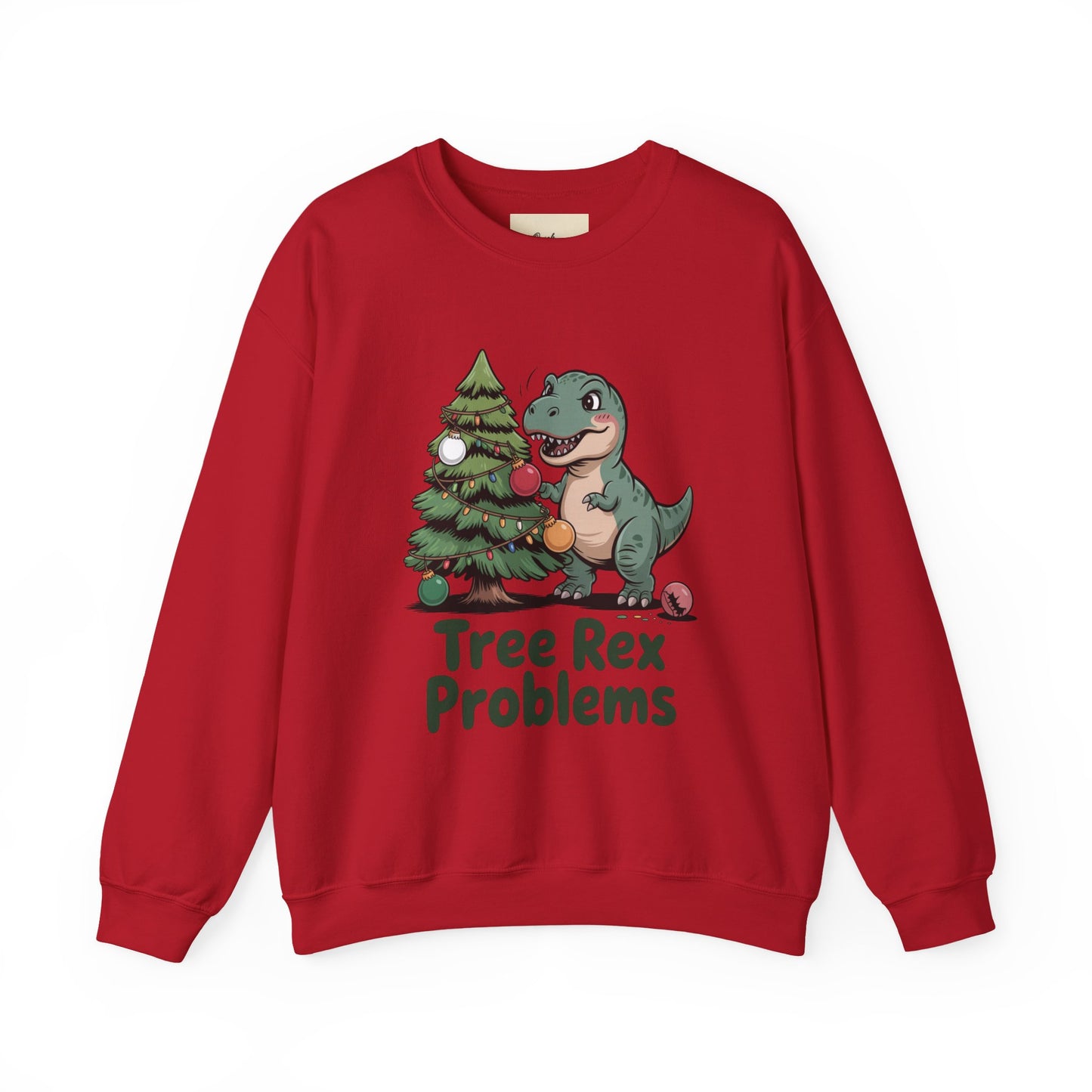 Get festive with the Christmas Crewneck Sweatshirt – Tree Rex Problems. Cozy, fun, and ideal for holiday parties or gifting this season.