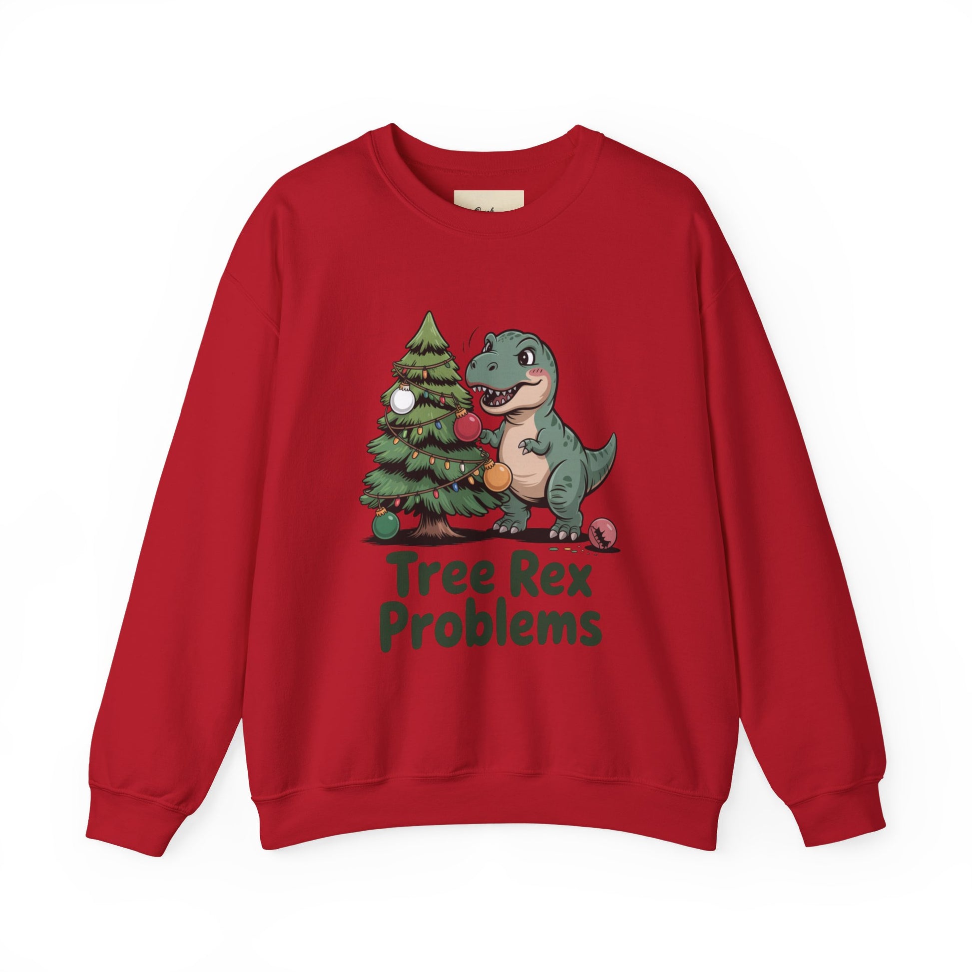 Get festive with the Christmas Crewneck Sweatshirt – Tree Rex Problems. Cozy, fun, and ideal for holiday parties or gifting this season.