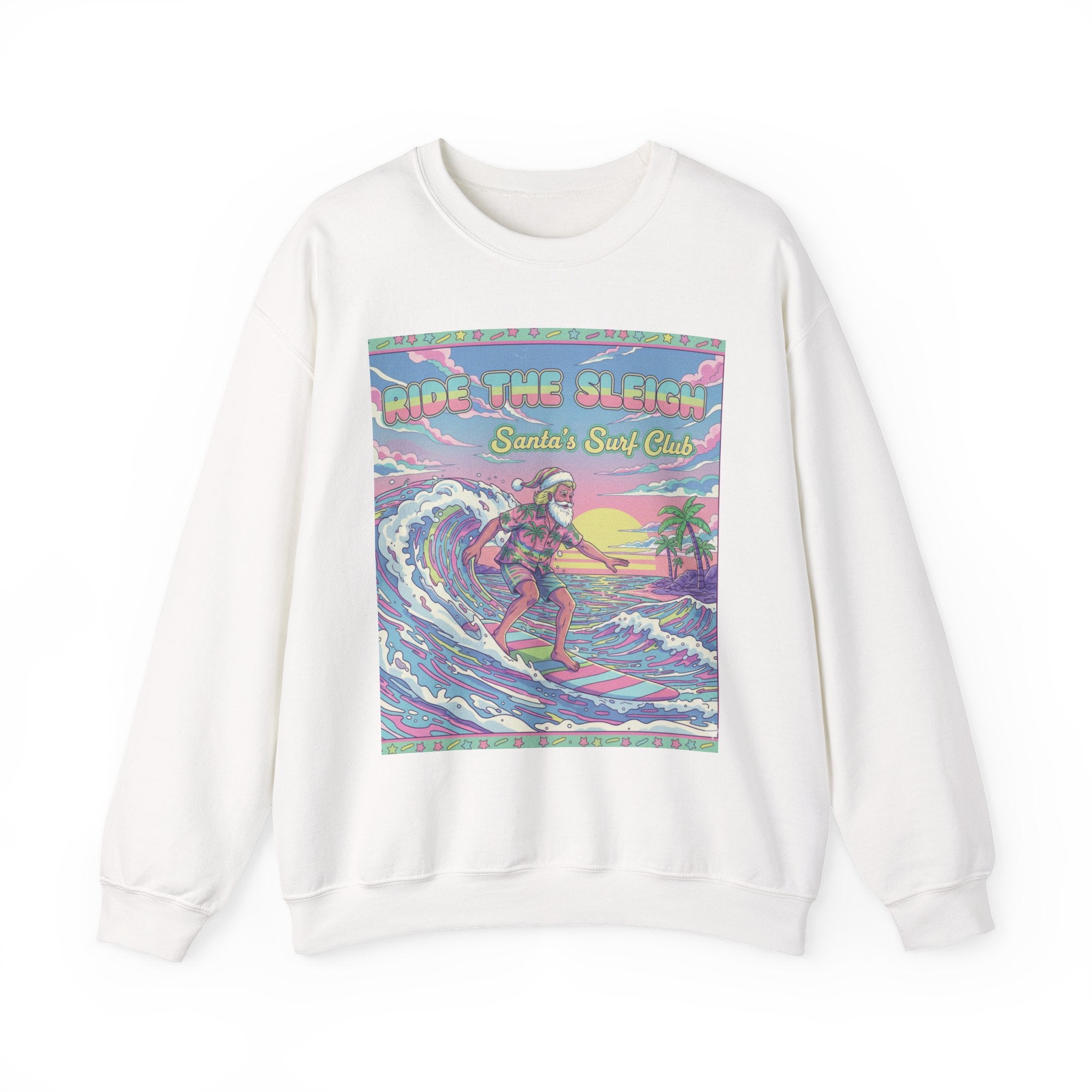 Vintage Santa Surfing Sweatshirt - Ride the Sleigh