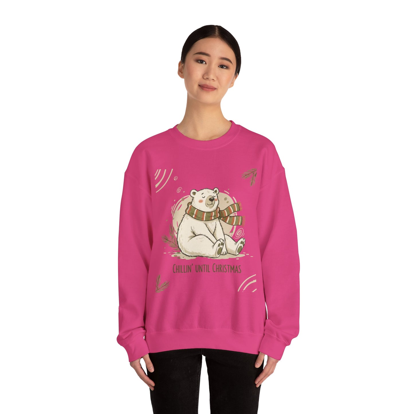 Crewneck Sweatshirt - Chillin' until Christmas - Polar Bear Scarf Design