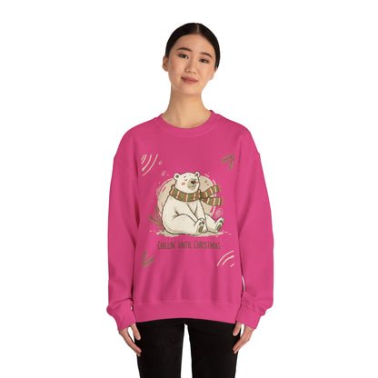 Crewneck Sweatshirt - Chillin' until Christmas - Polar Bear Scarf Design