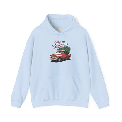 Vintage Christmas Hoodie - Merry Christmas Truck Design