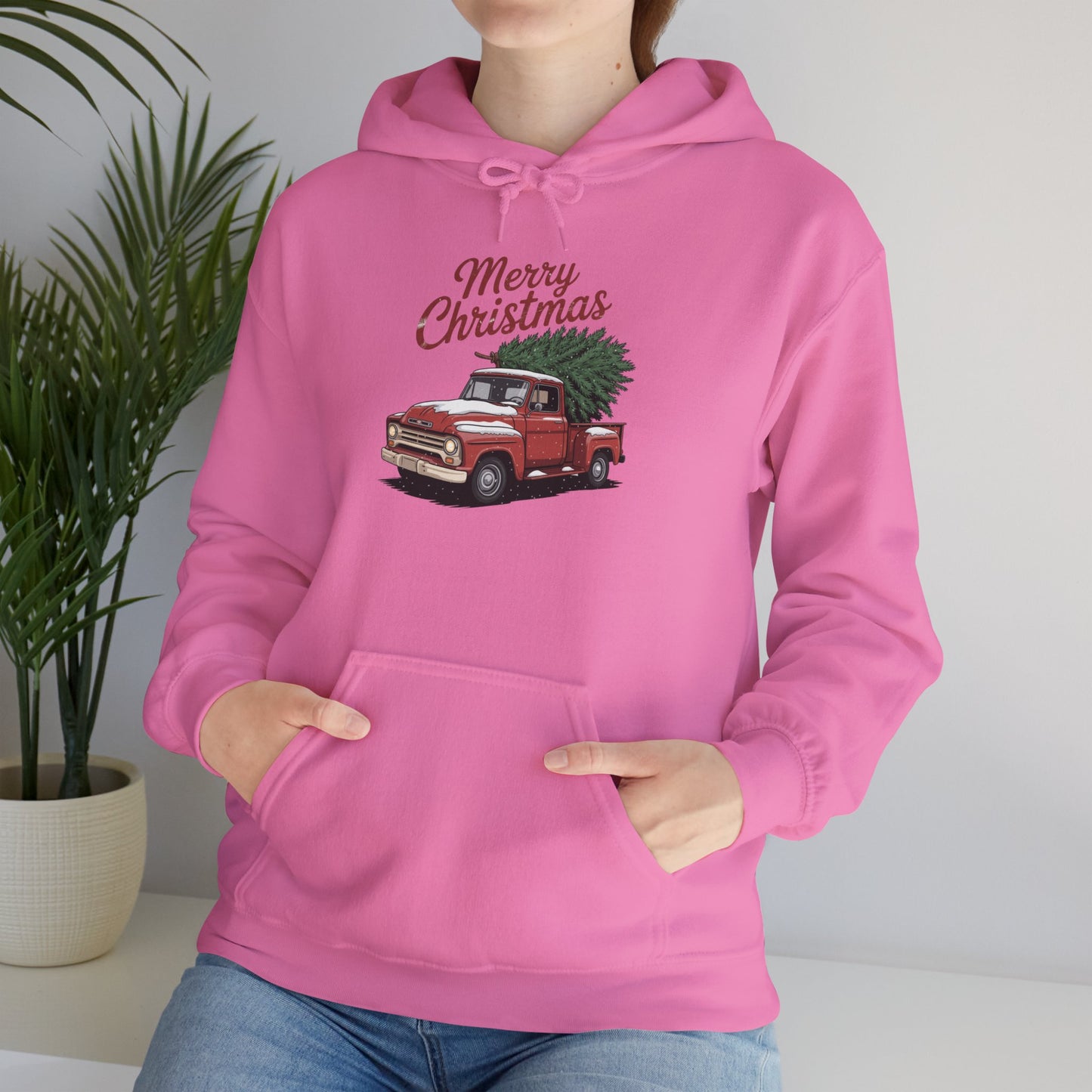 Vintage Christmas Hoodie - Merry Christmas Truck Design