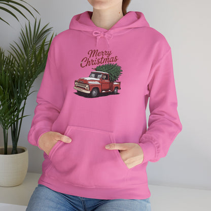Vintage Christmas Hoodie - Merry Christmas Truck Design