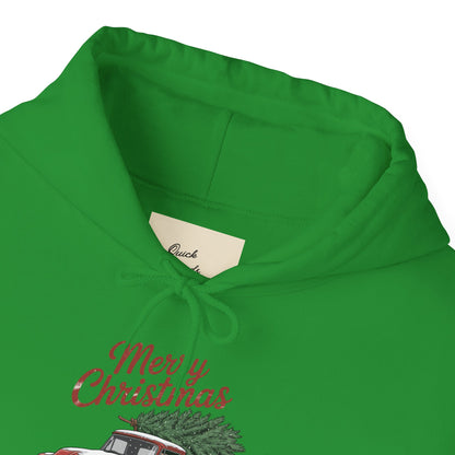 Vintage Christmas Hoodie - Merry Christmas Truck Design