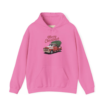 Vintage Christmas Hoodie - Merry Christmas Truck Design