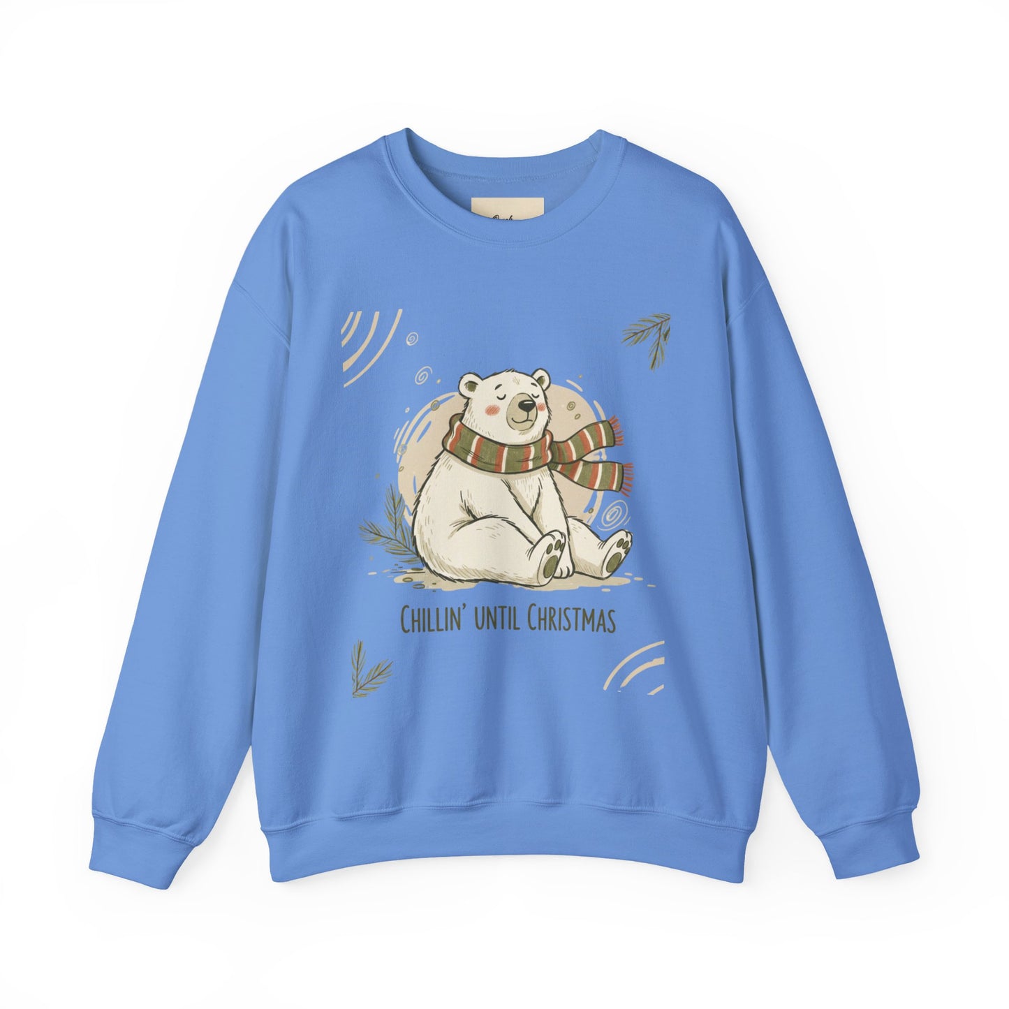 Crewneck Sweatshirt - Chillin' until Christmas - Polar Bear Scarf Design