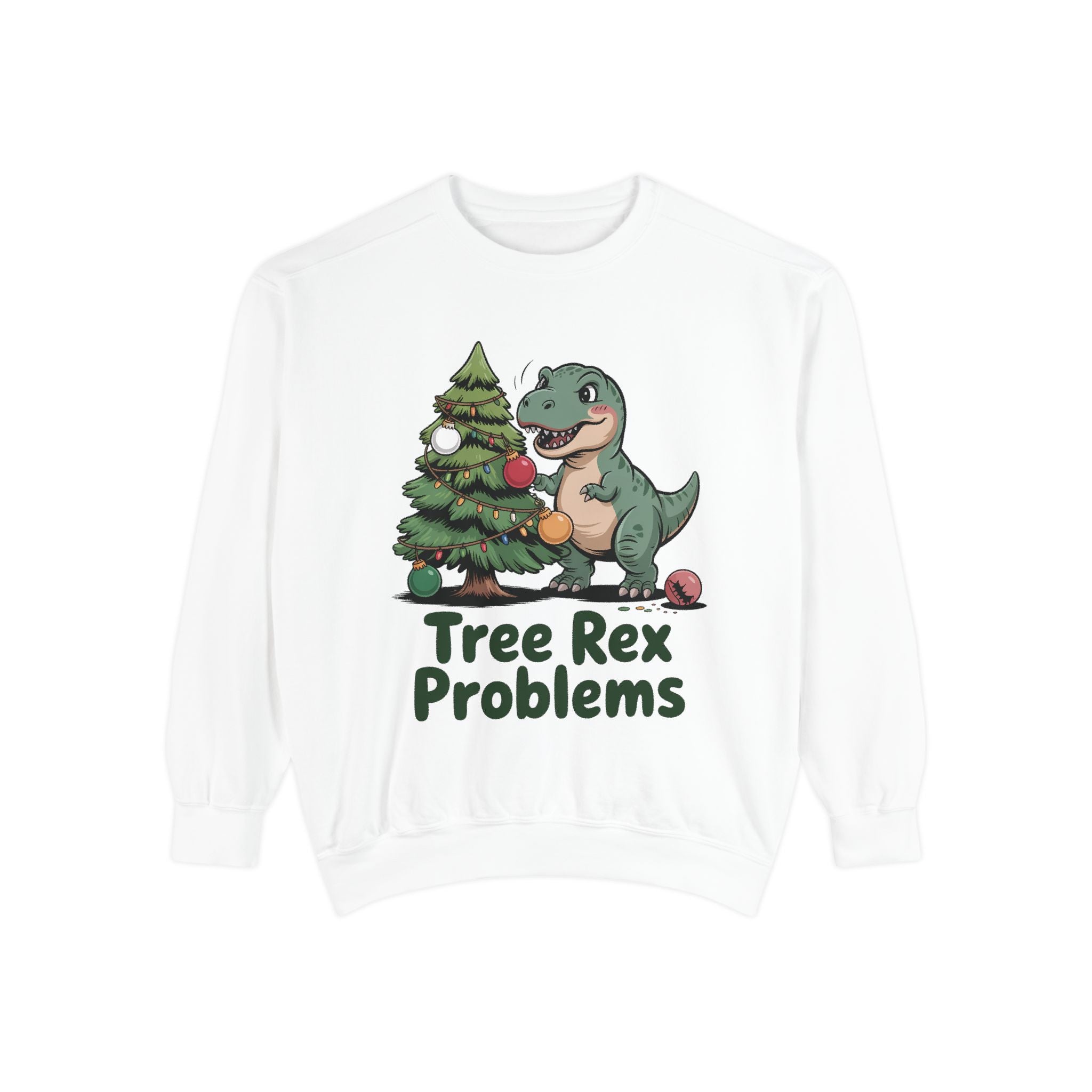 Dinosaur Christmas Sweatshirt - Tree Rex Problems