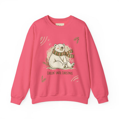 Crewneck Sweatshirt - Chillin' until Christmas - Polar Bear Scarf Design
