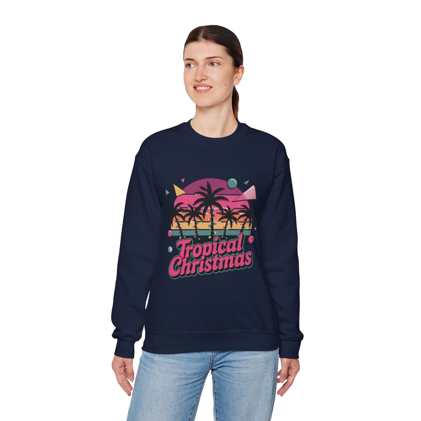 Tropical Christmas Sweatshirt with Neon Sunset Gradient Design