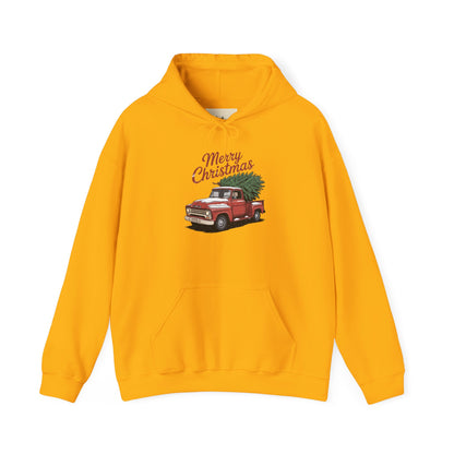 Vintage Christmas Hoodie - Merry Christmas Truck Design