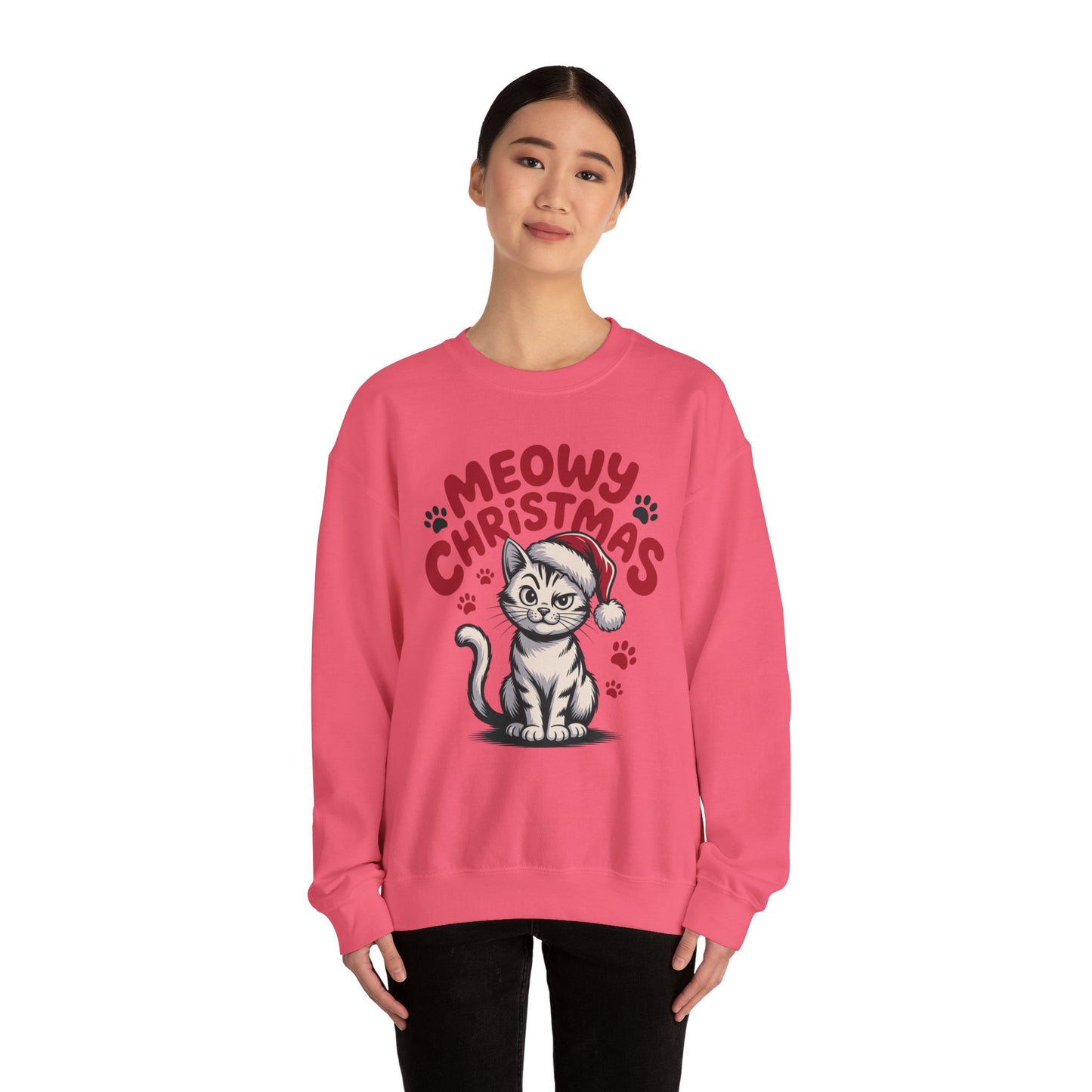 Christmas Sweatshirt - Sassy Cat Meowy Christmas