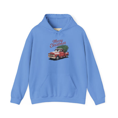 Vintage Christmas Hoodie - Merry Christmas Truck Design