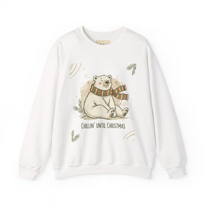 Crewneck Sweatshirt - Chillin' until Christmas - Polar Bear Scarf Design