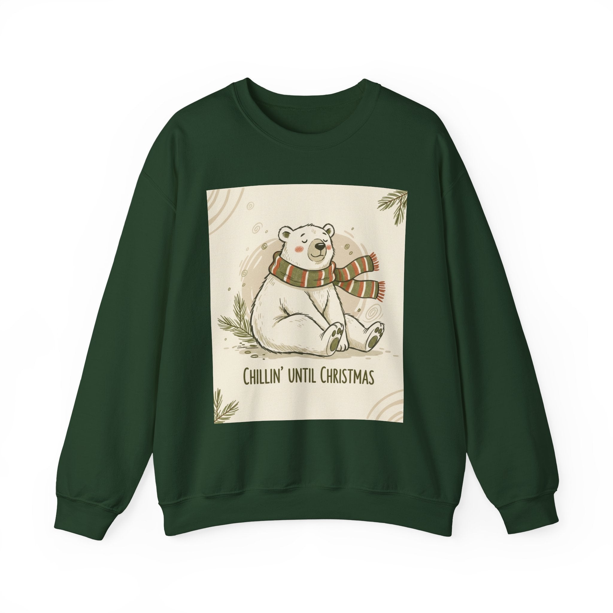 Crewneck Sweatshirt - Chillin' until Christmas - Polar Bear Scarf Design
