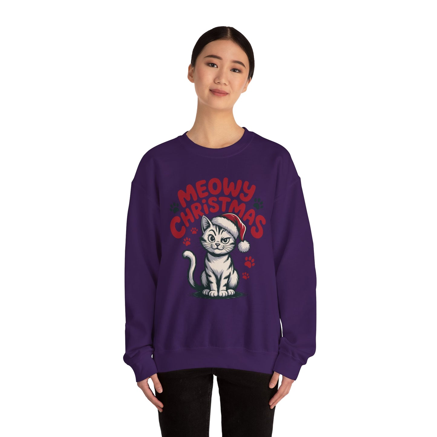 Christmas Sweatshirt - Sassy Cat Meowy Christmas