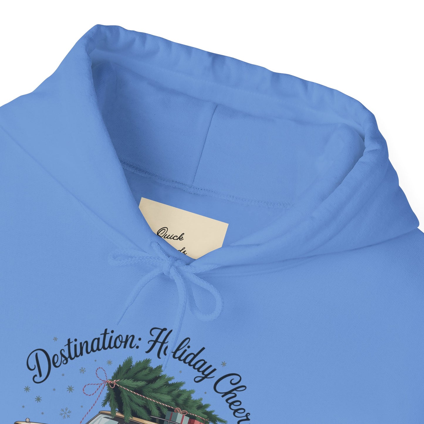 Hooded Sweatshirt Vintage Car Christmas Tree Destination Holiday Cheer
