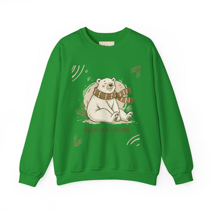 Crewneck Sweatshirt - Chillin' until Christmas - Polar Bear Scarf Design