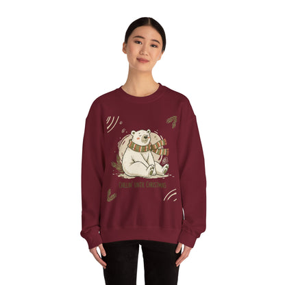 Crewneck Sweatshirt - Chillin' until Christmas - Polar Bear Scarf Design