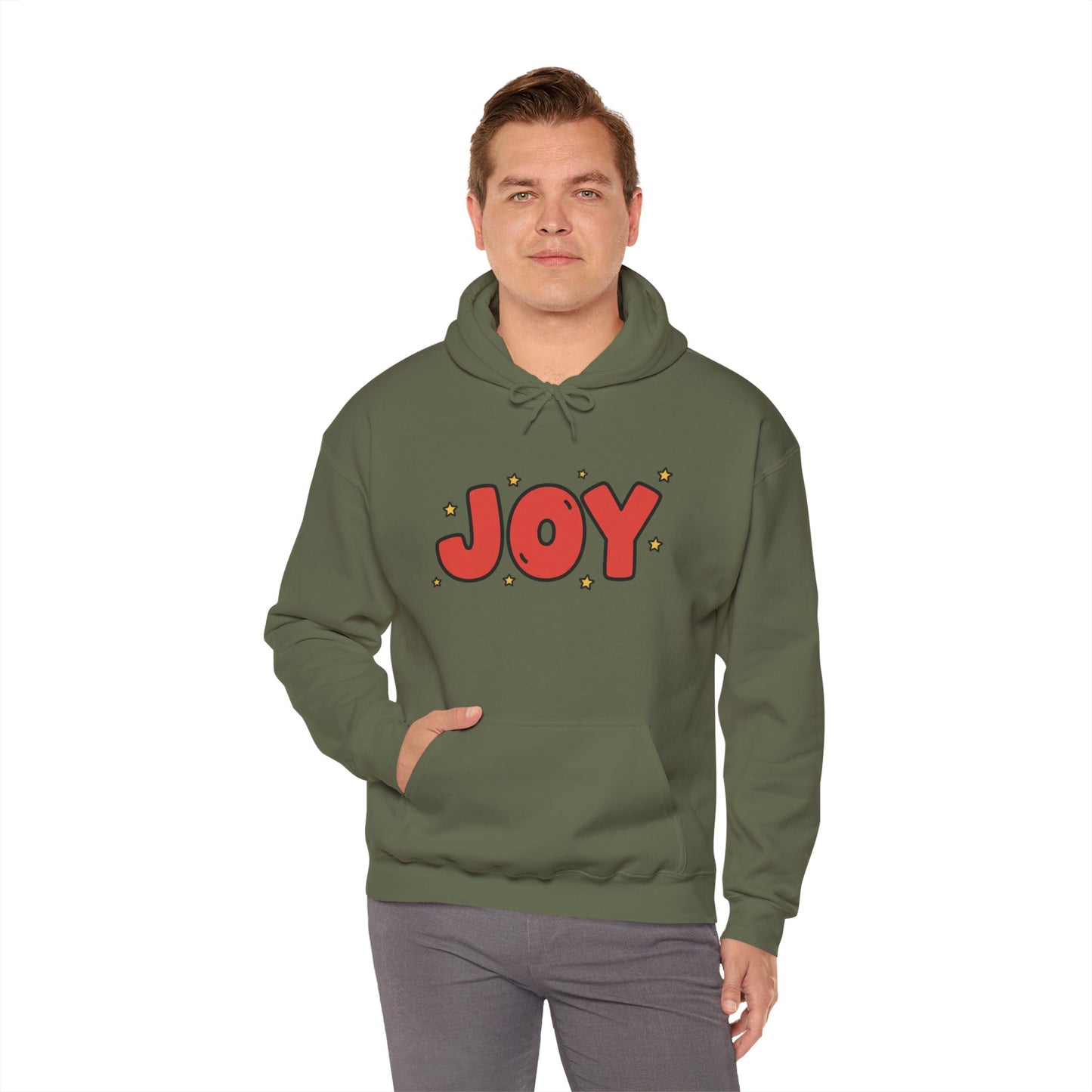 joy unisex hoodie in Bold Red,