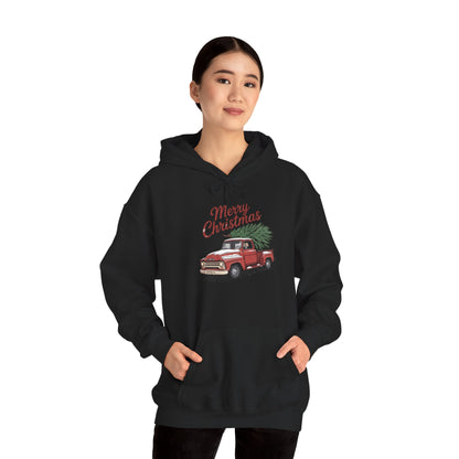 Vintage Christmas Hoodie - Merry Christmas Truck Design