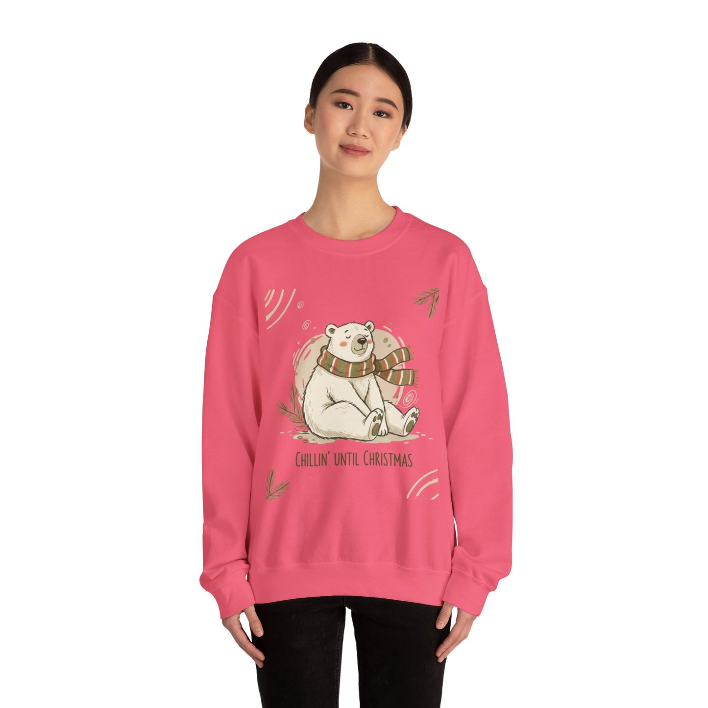 Crewneck Sweatshirt - Chillin' until Christmas - Polar Bear Scarf Design