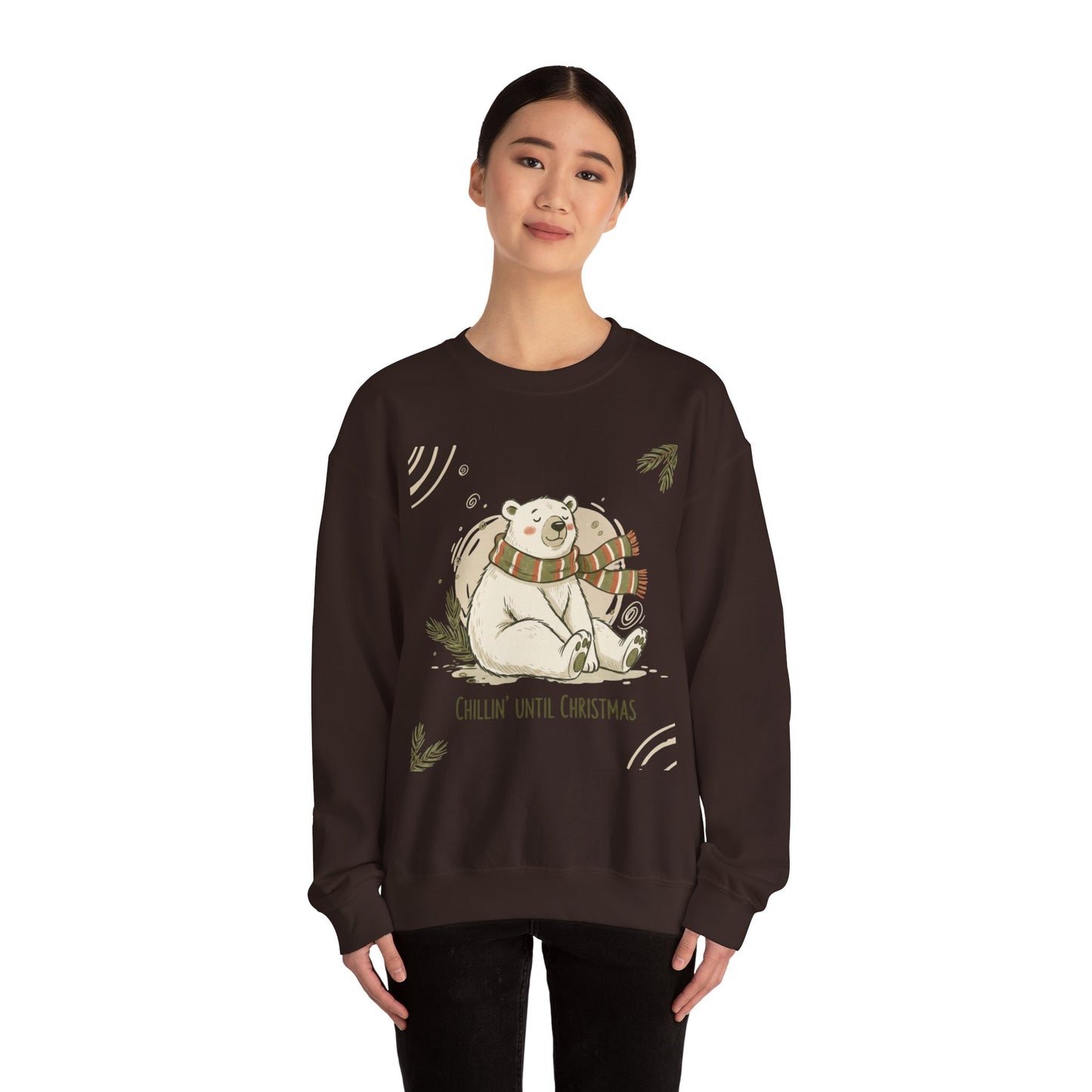 Crewneck Sweatshirt - Chillin' until Christmas - Polar Bear Scarf Design