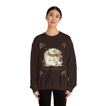 Crewneck Sweatshirt - Chillin' until Christmas - Polar Bear Scarf Design