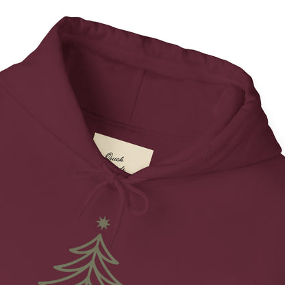 Hooded Sweatshirt Minimalist Evergreen Tree Silent Night Design