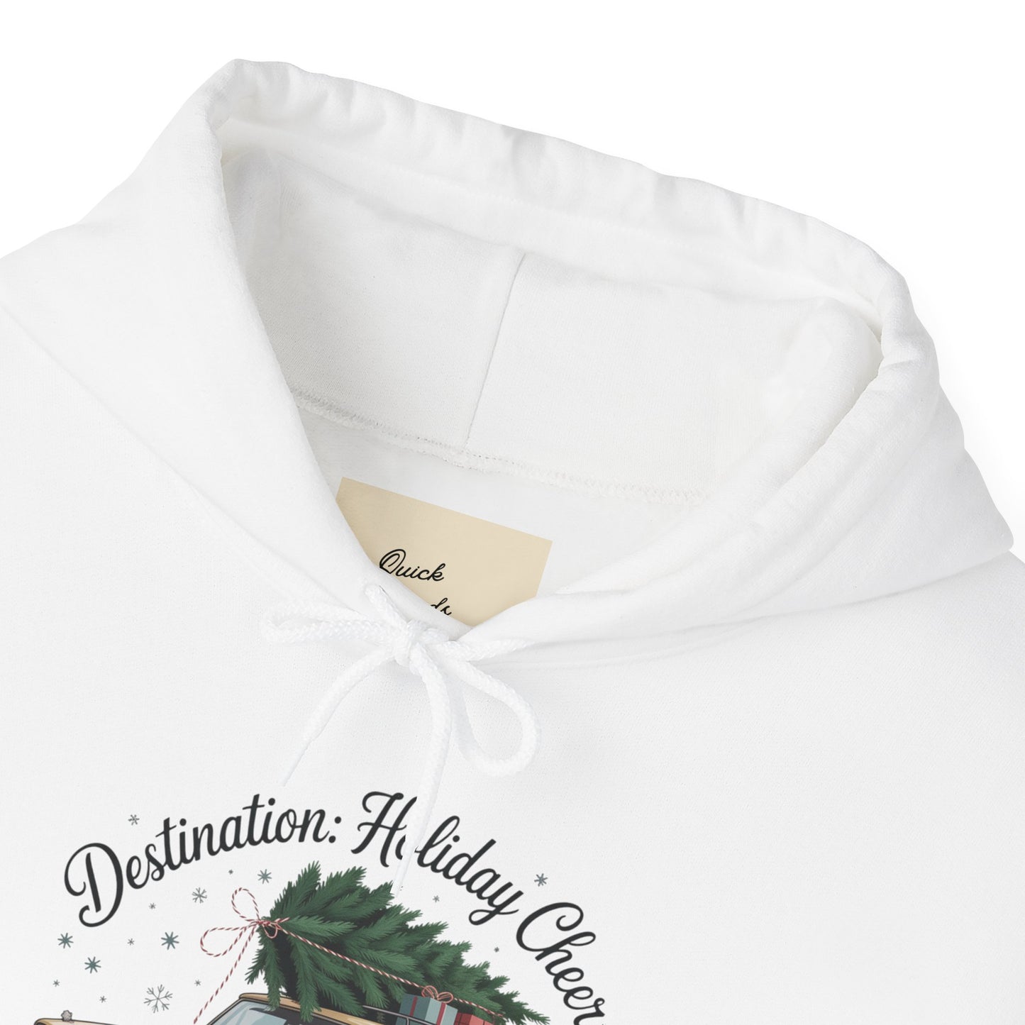 Hooded Sweatshirt Vintage Car Christmas Tree Destination Holiday Cheer