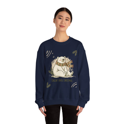 Crewneck Sweatshirt - Chillin' until Christmas - Polar Bear Scarf Design