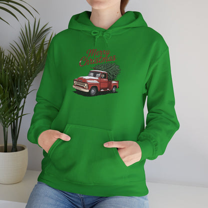 Vintage Christmas Hoodie - Merry Christmas Truck Design