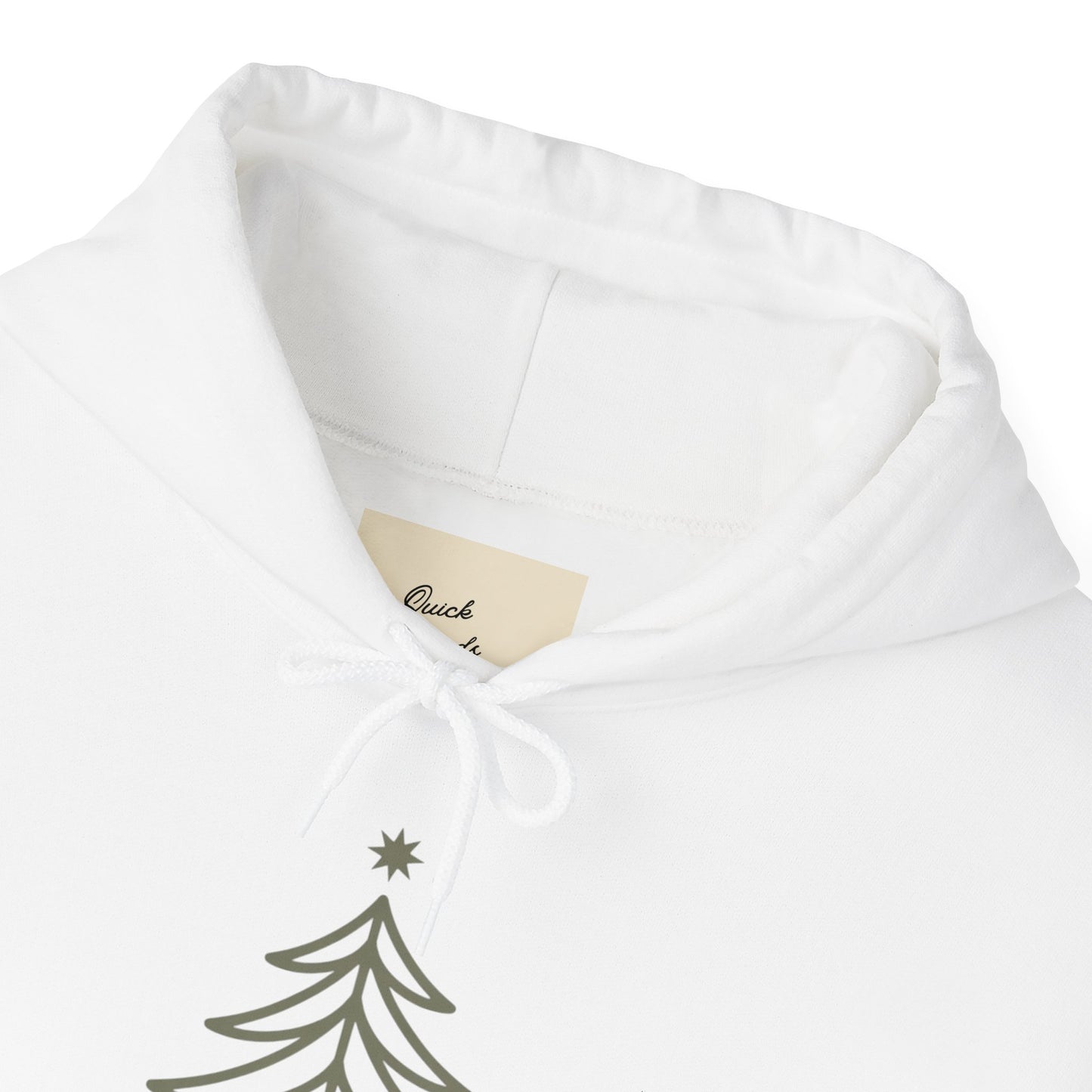 Hooded Sweatshirt Minimalist Evergreen Tree Silent Night Design