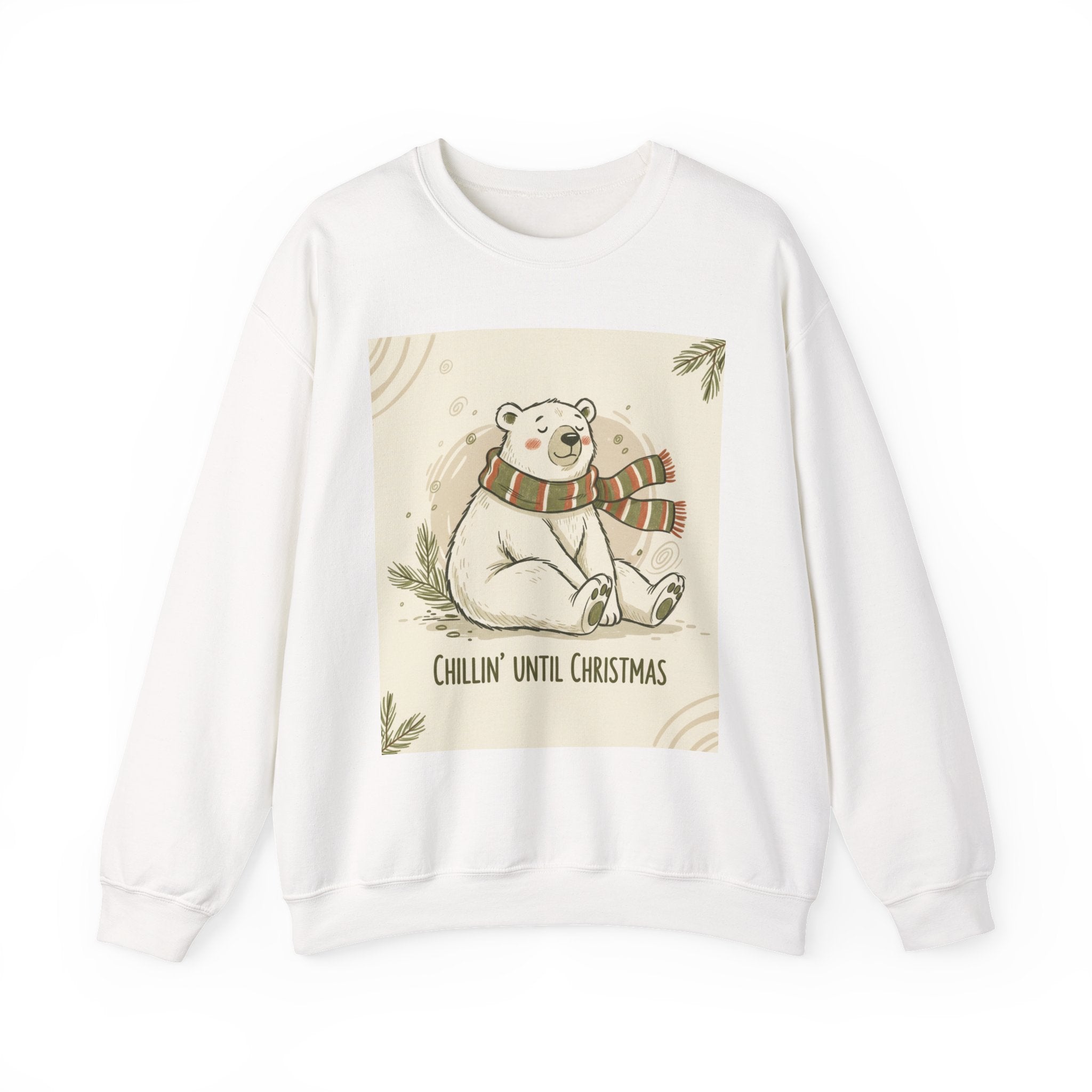 Crewneck Sweatshirt - Chillin' until Christmas - Polar Bear Scarf Design