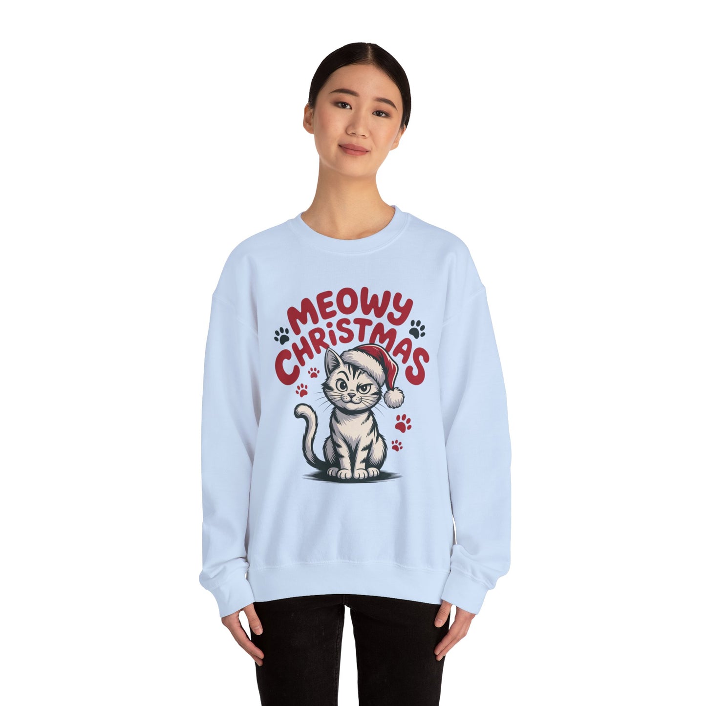Christmas Sweatshirt - Sassy Cat Meowy Christmas