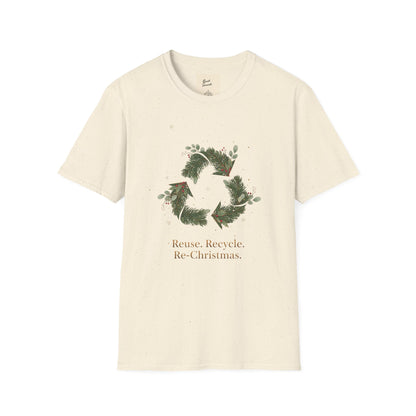 Recycled Symbol Eco-Friendly Unisex T-Shirt - Reuse Recycle Re-Christmas