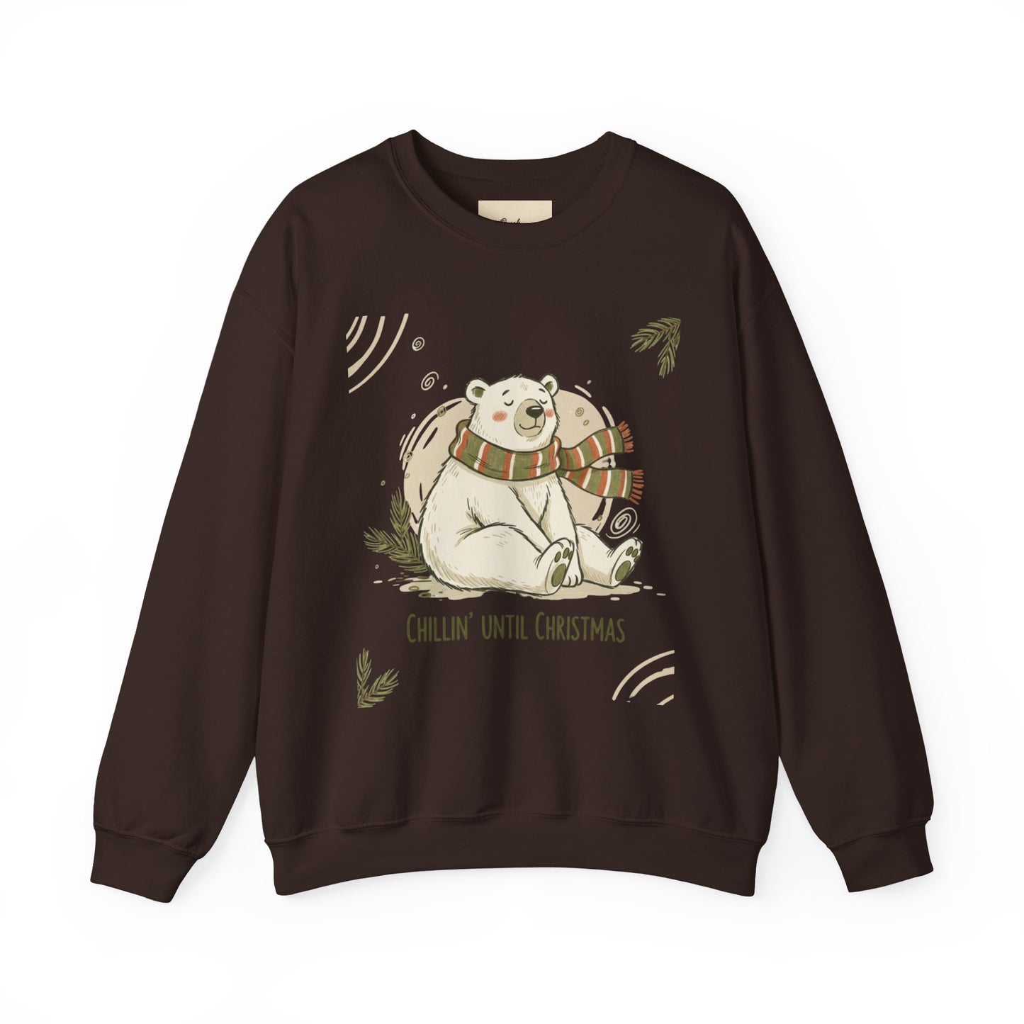 Crewneck Sweatshirt - Chillin' until Christmas - Polar Bear Scarf Design