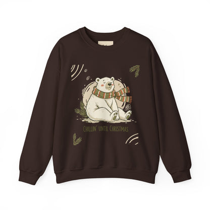 Crewneck Sweatshirt - Chillin' until Christmas - Polar Bear Scarf Design