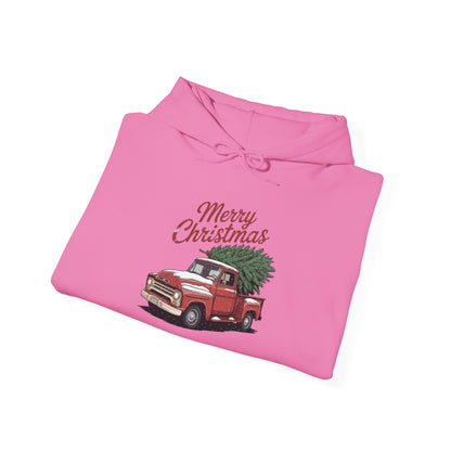 Vintage Christmas Hoodie - Merry Christmas Truck Design