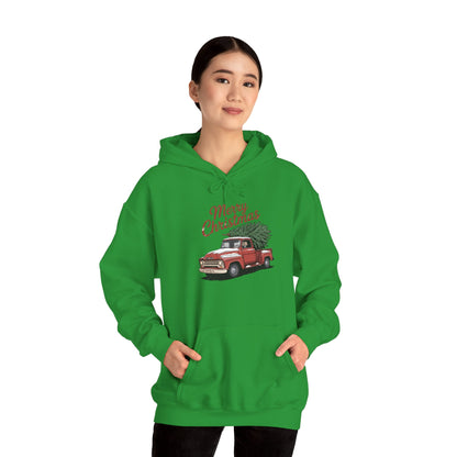 Vintage Christmas Hoodie - Merry Christmas Truck Design