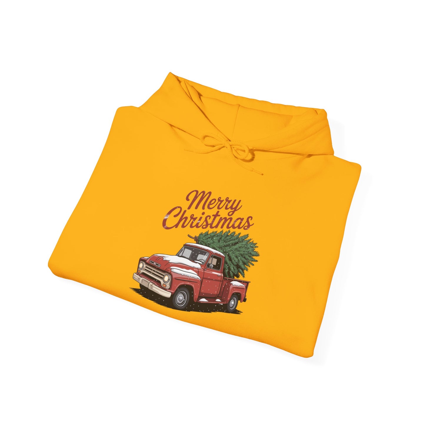 Vintage Christmas Hoodie - Merry Christmas Truck Design