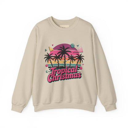 Tropical Christmas Sweatshirt with Neon Sunset Gradient Design