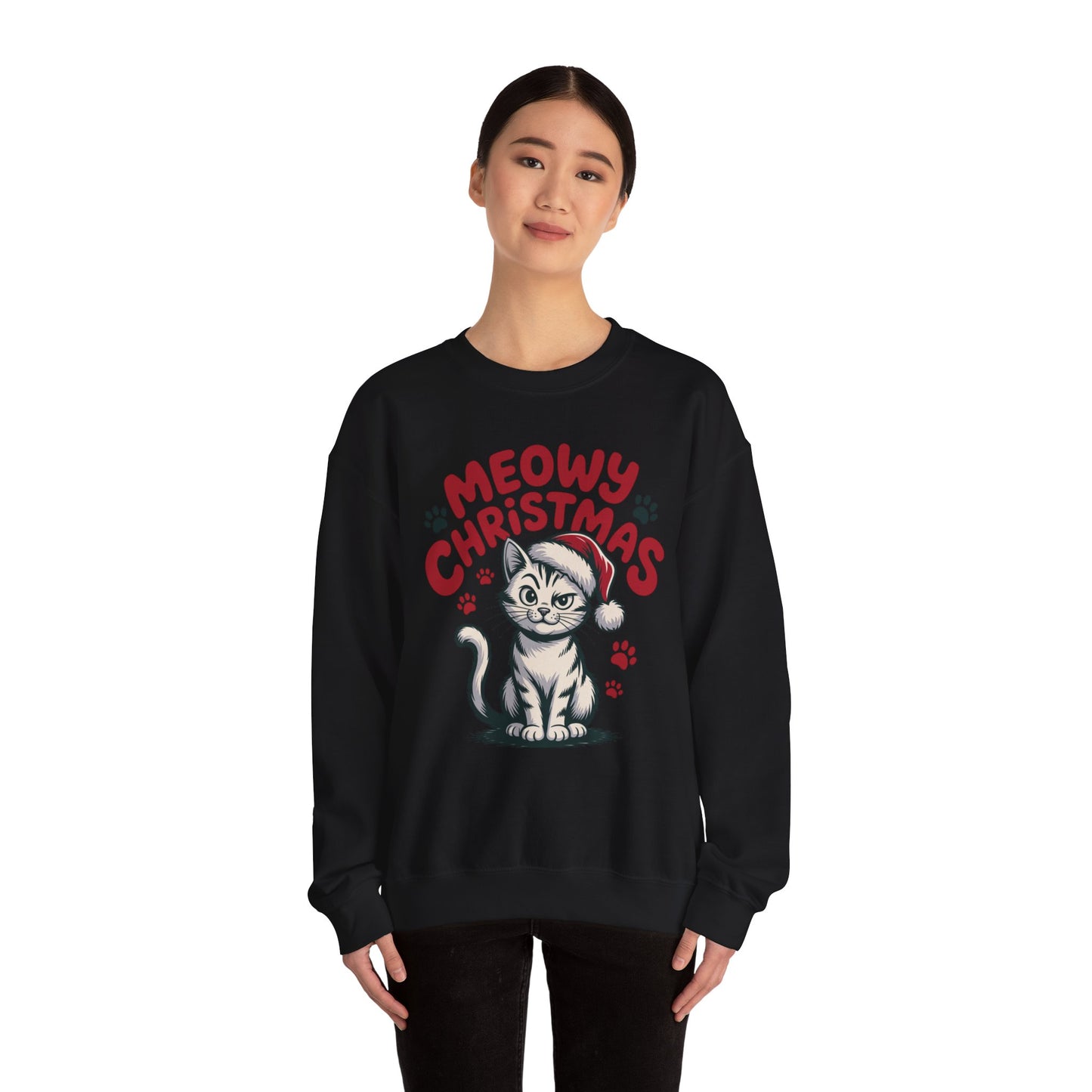 Christmas Sweatshirt - Sassy Cat Meowy Christmas