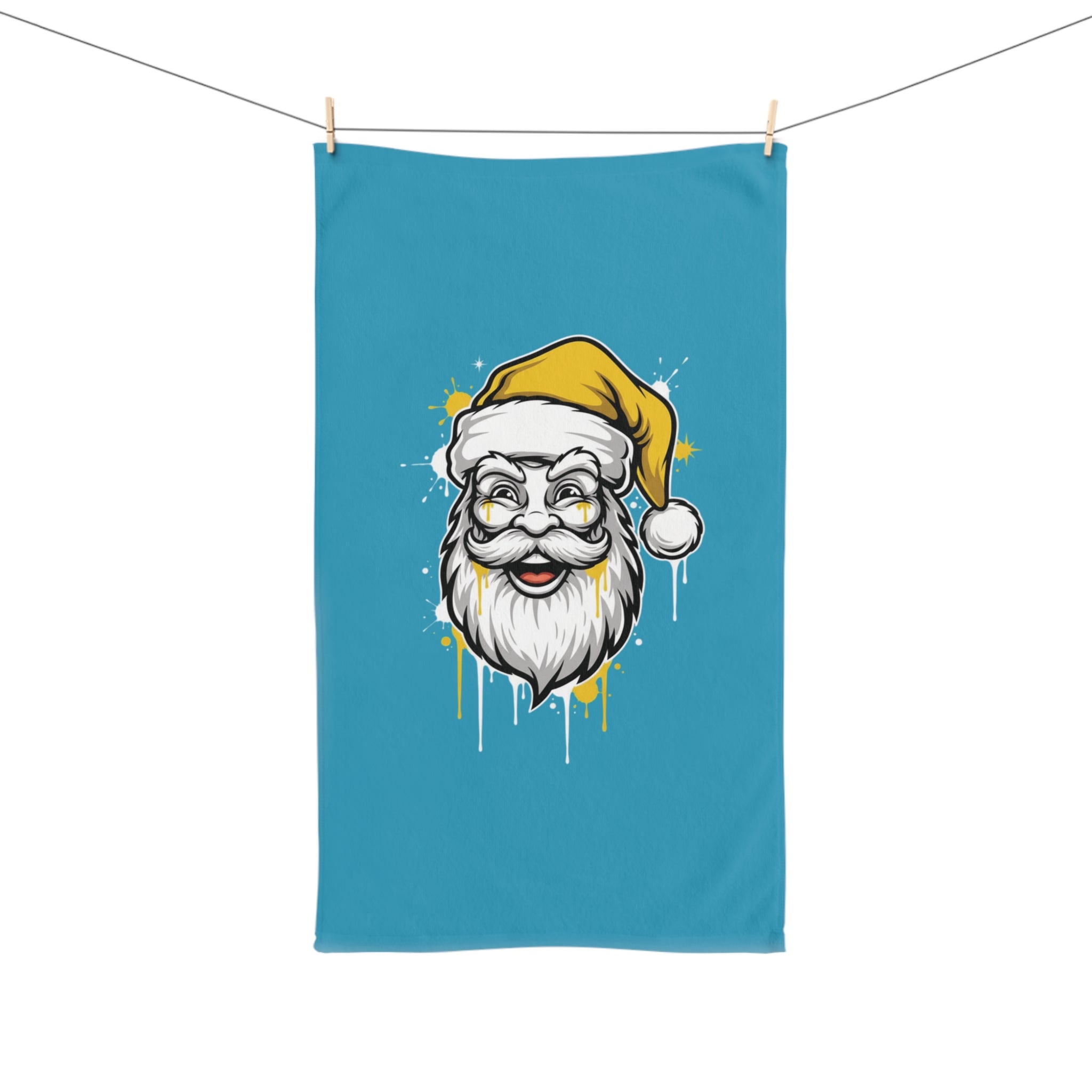 Hand Towel - Graffiti Santa Face Street-Wear Style Design
